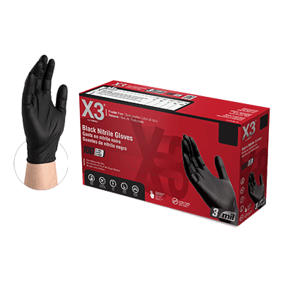 X3® Industrial Black Nitrile Gloves